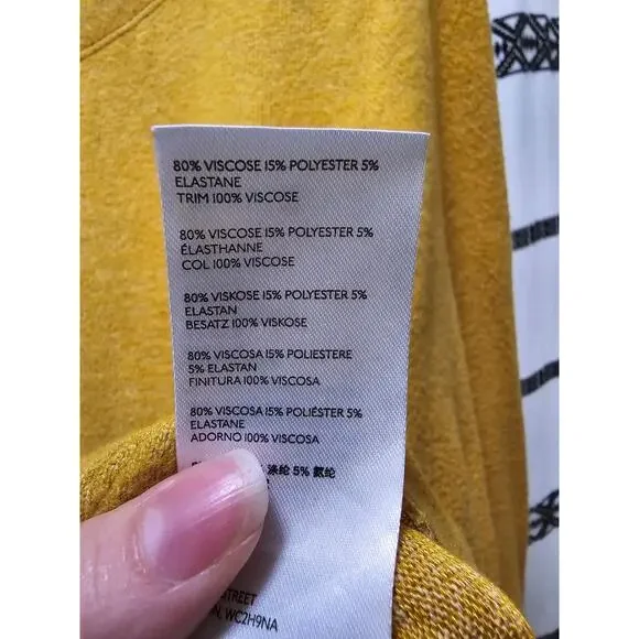 Saturday Sunday Anthropologie yellow gathered sleeve lightweight knit sweater M - Picture 9 of 10